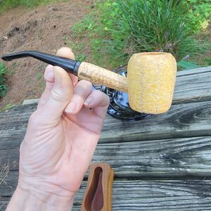 Missouri Meerschaum ORIGINAL Pipe Corn Cob Bamboo Shank Curved Stem EXCELLENT